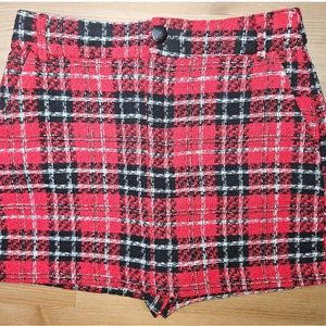 New Zara Plaid Tweed Skort M